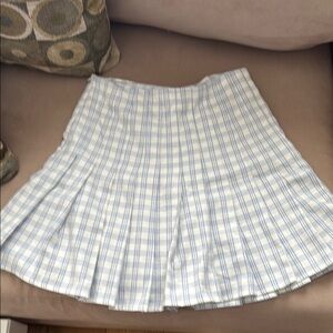 Brandy Melville Light Blue and White Plaid Skirt